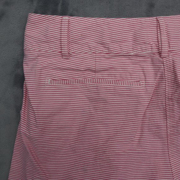 Puma Shorts Womens Pink White Striped High Rise Pocket Button Zip Pleated Chino - Picture 8 of 12